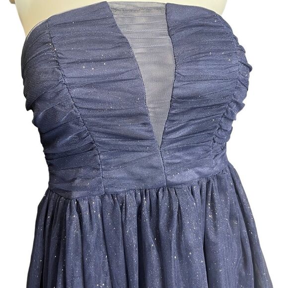 Speechless Sparkley Tulle Strapless Mini Dress Blue Size 3 - Picture 3 of 4